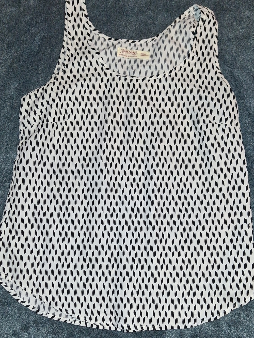 Faded Glory White Tank Top with Black Dot Pattern